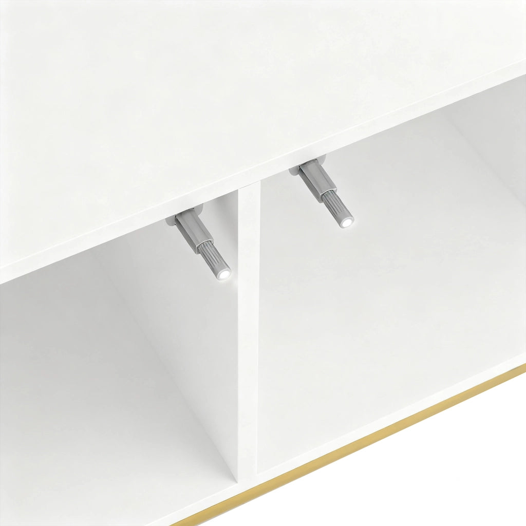 Mobile d'Ingresso con Specchio; 2 Ante; Ripiano Aperto e Ganci in Metallo; Stile Moderno; in MDF; 78??38;5??180;5 cm; Bianco
