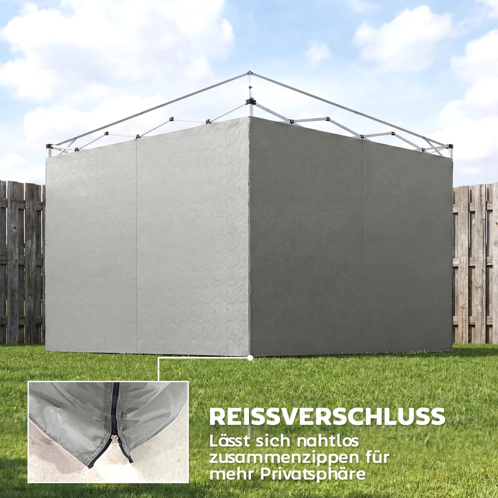 Set 3 Pezzi Fiancate con Cerniera per Gazebo 3x3 m ¨C zephmum ¨C Grigio Chiaro