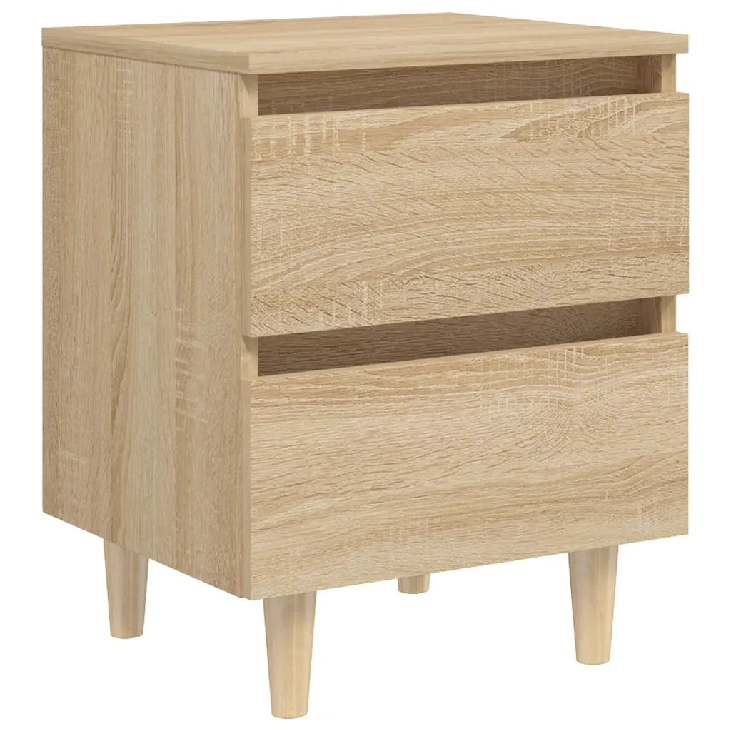 Comodini con Gambe Pino Massello 2 pz-Set di 2 Tavolino da notte Rovere Sonoma 40x35x50 cm