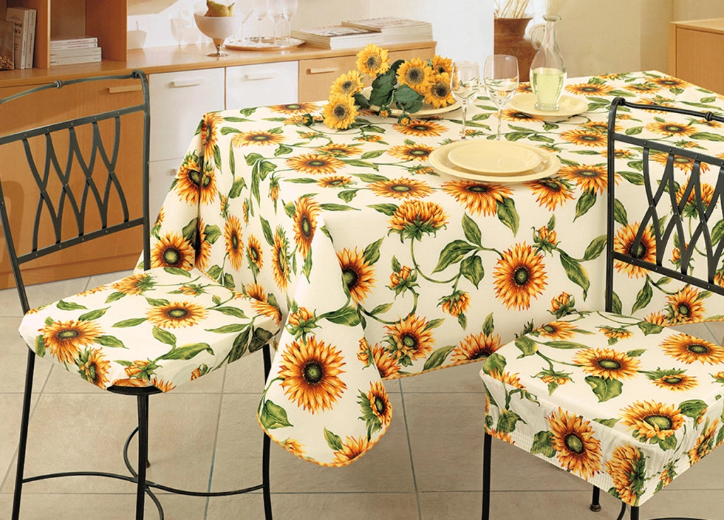 Tovaglia Copritavolo Resinata Antimacchia Modello Gransole Made In Italy - 140x230 - Ecru