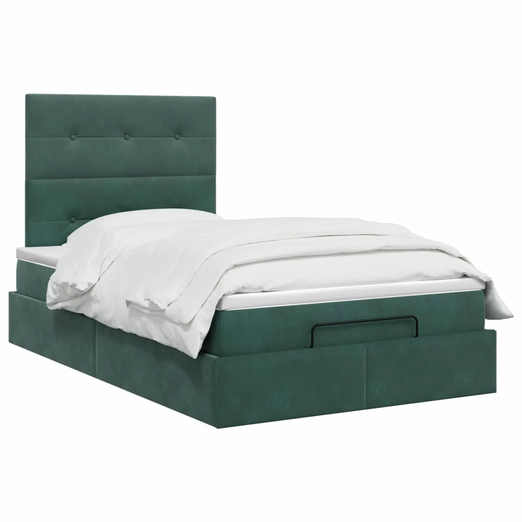 Letto Ottomano con Materasso e LED Verde Scuro 120 x 200 cm 3458298
