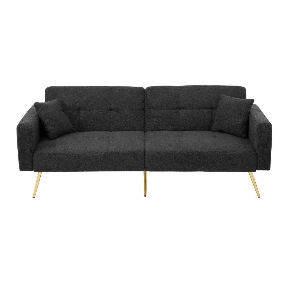 Divano letto 175 cm grigio antico in tessuto Sherpa - schienale regolabile