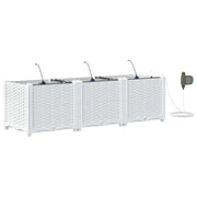 Fioriere | Cassetta per fiori | Vaso da giardino 3 pz Bianco 120 x 40 x 37,5 cm Plastica