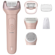 Philips epilatore series 9000 BRE718-00, wet and dry senza filo, 32 pinzette ceramica, 6 accessori, 60 min autonomia, rosa