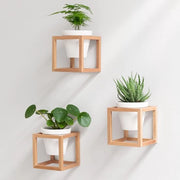 Piantine da Muro Lille - Vasi da Appendere - Set da 2 - Naturale Miele - Legno Massello e Ceramica