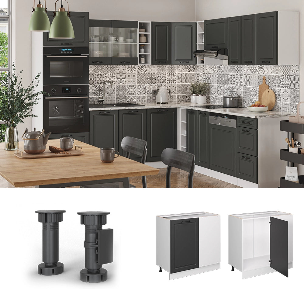 Vicco Mobile ad angolo cucina Antracite casa di campagna 86 cm PL Marmo