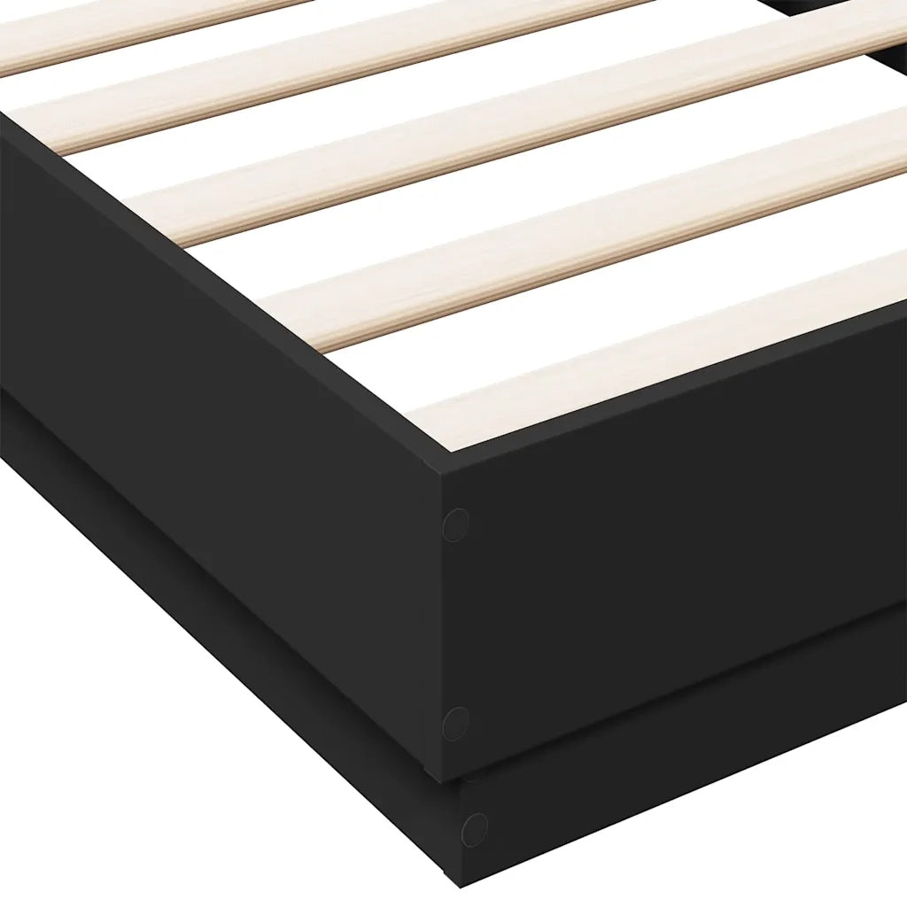 Letto singolo | Letto per adulti | Giroletto Nero 90x190 cm in Legno Multistrato
