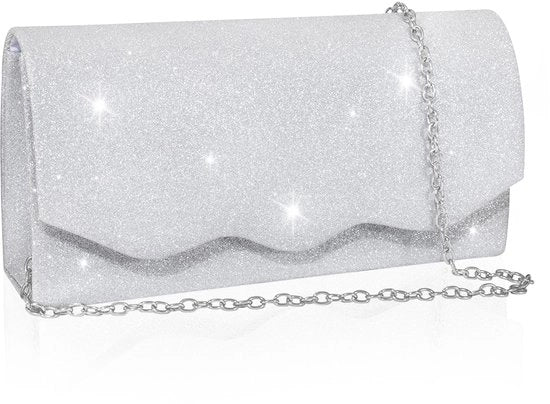 Borsa a Mano con Catena Removibile in Metallo, Tastiera con Pailletten per Donne con Onde, Borsa a Tracolla per Donne con Dimensioni Piccole per Matrimoni, Feste, Cene