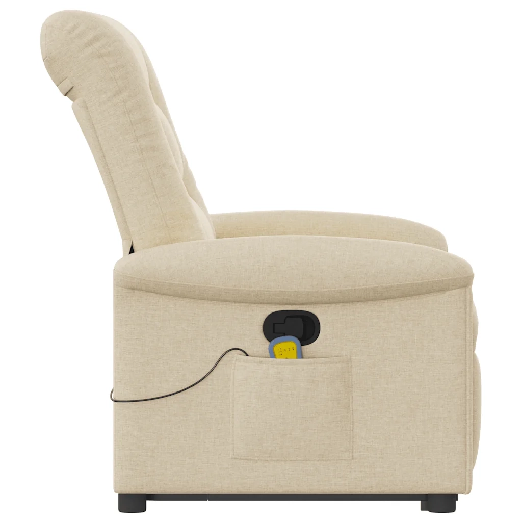 Poltrona Alzapersona Massaggiante Reclinabile Crema in Tessuto 3303272
