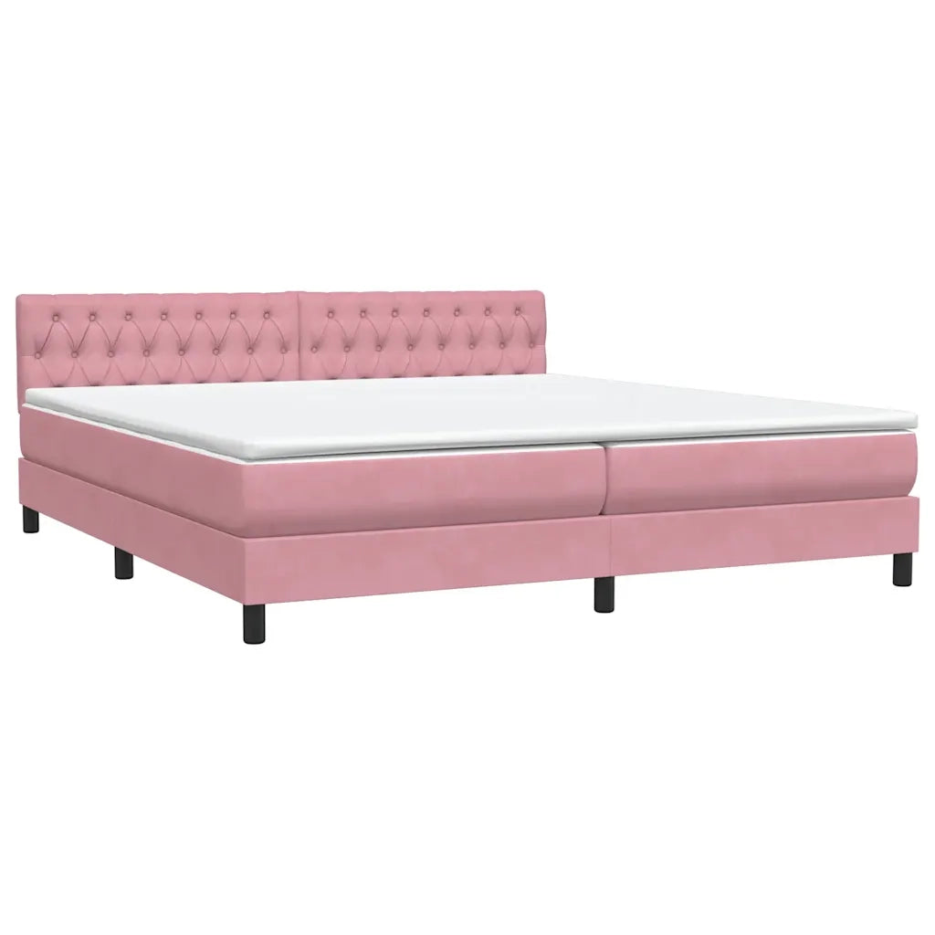 Letto a Molle con Materasso e LED Rosa 180x210 cm in Velluto 3317186