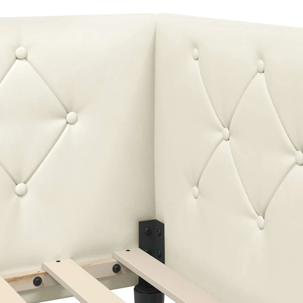 Cornice del letto ad angolo Crema 90 x 200 cm Velluto 3394161