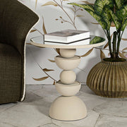 Famefali, Tavolino da Salotto Forma Rotondo, 45x45x50h cm Bianco Crema