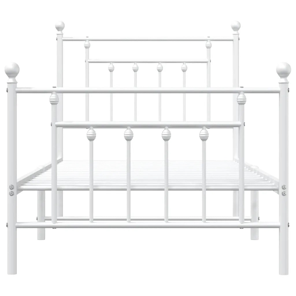 Giroletto con Testiera e Pediera-Struttura Letto Metallo Bianco 90x190 cm 314232
