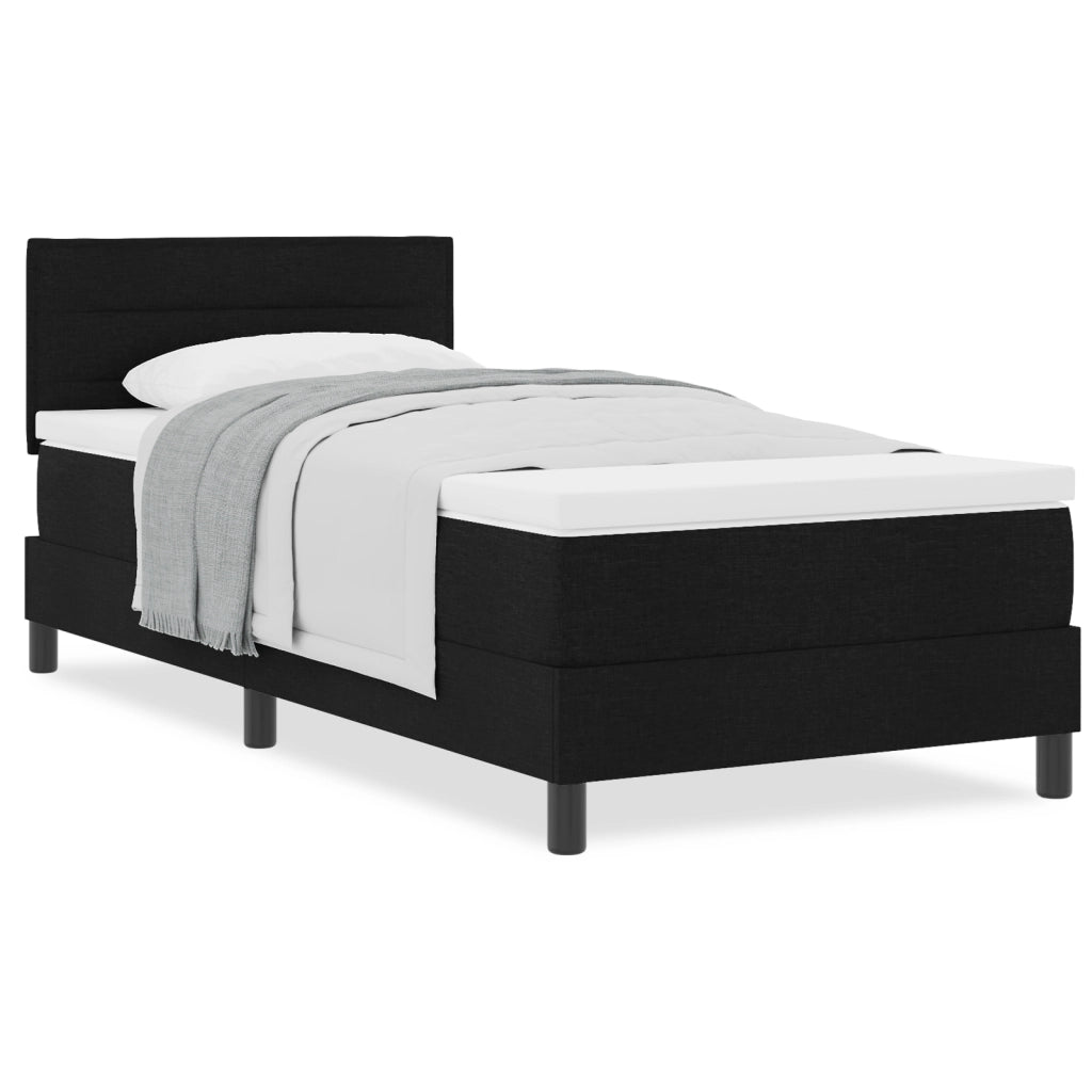 Letto Box Spring con Materasso Nero 90x200 cm Tessuto