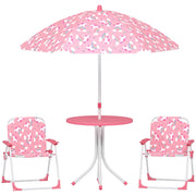 Set Tavolo da Picnic per Bambini con Sedie e Ombrellone Rosa Pratico e Resistente per Giardino