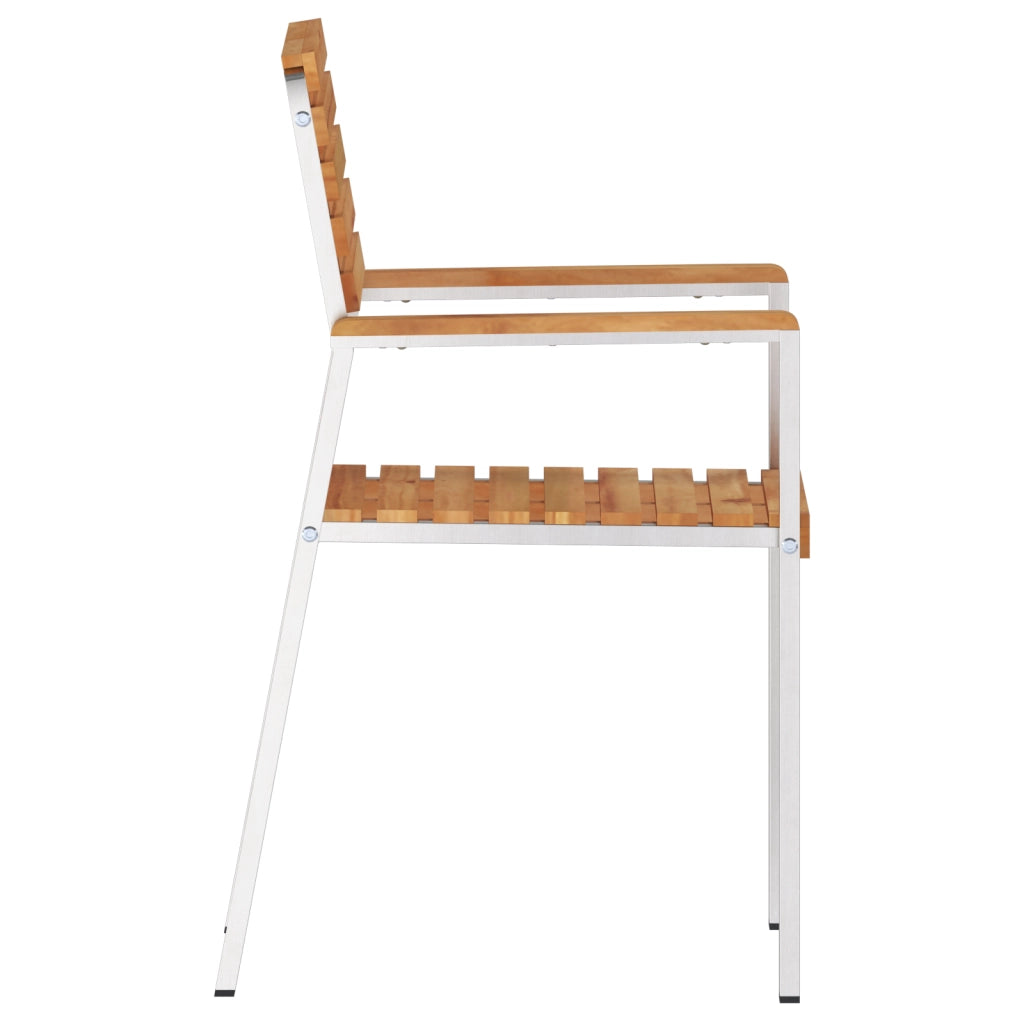 Sedia da giardino impilabile 4 pz in legno massello di teak e acciaio inossidabile