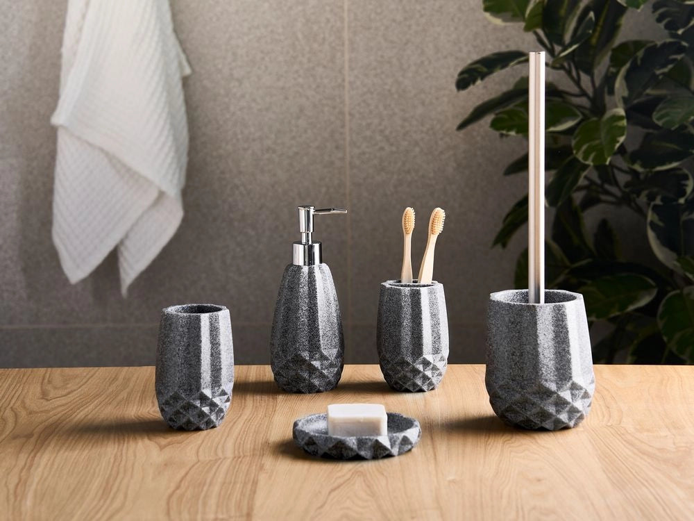 Set di 5 accessori per il bagno Dispenser per portasapone Portaspazzolino Porta spazzolino Verde menta