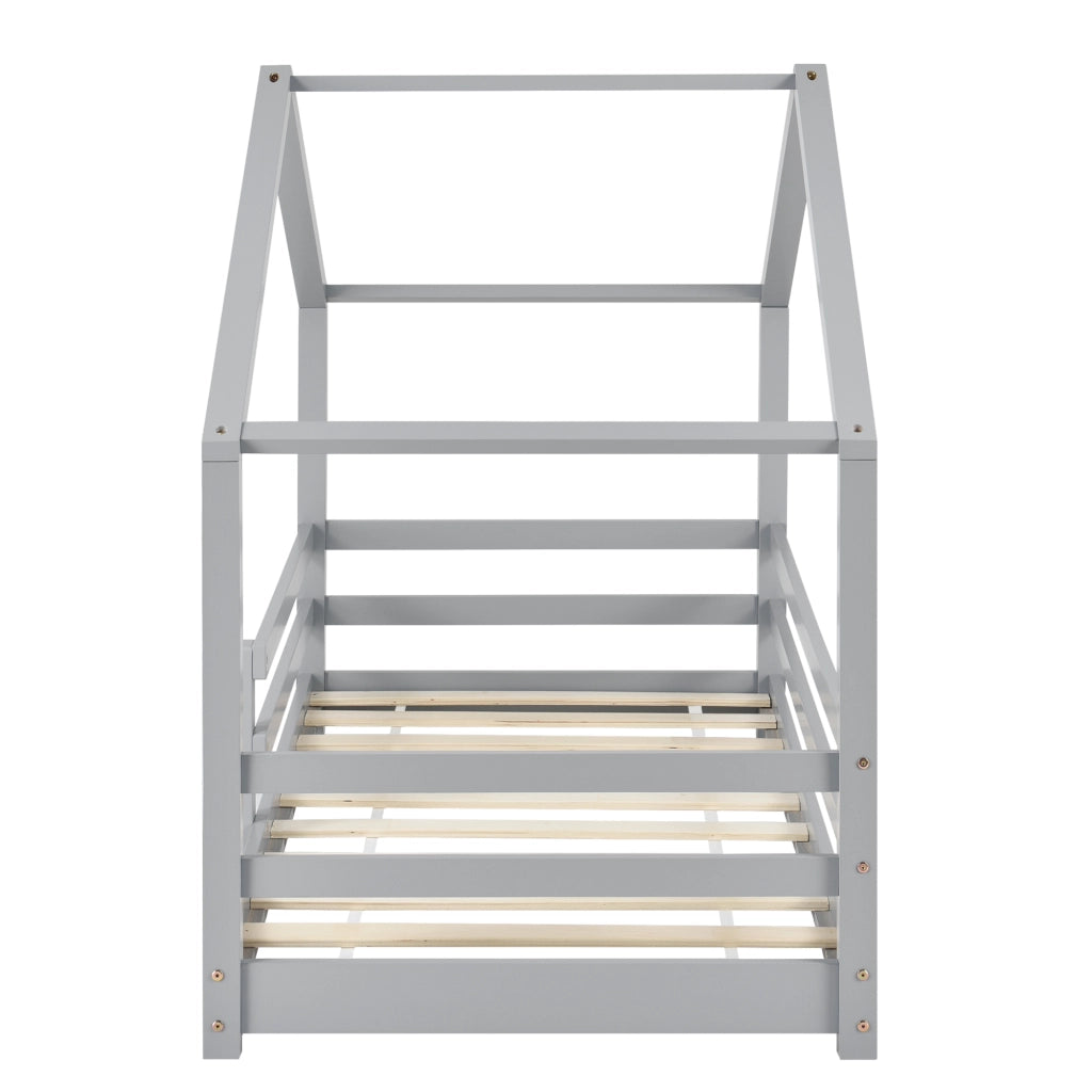 Letto per Cameretta Knätten a Casetta 70 x 140 cm con Sponde - Grigio chiaro [en.casa]