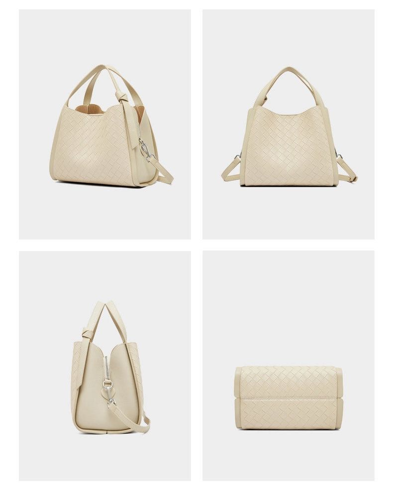 Borsa a tracolla casual da donna in pelle di vacchetta bianca