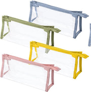 Pacco di 4 custodie trasparenti, borsa di stoccaggio estetica, zaino per cosmetici, astuccio per penne per studenti (rosa, blu, verde, giallo)