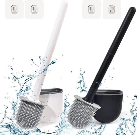 Set di spazzole per il water, 2 pezzi, Spazzola per il water e supporto, Spazzola per il water in silicone inerte, Spazzole per il water per la doccia con supporto rapido asciugatura