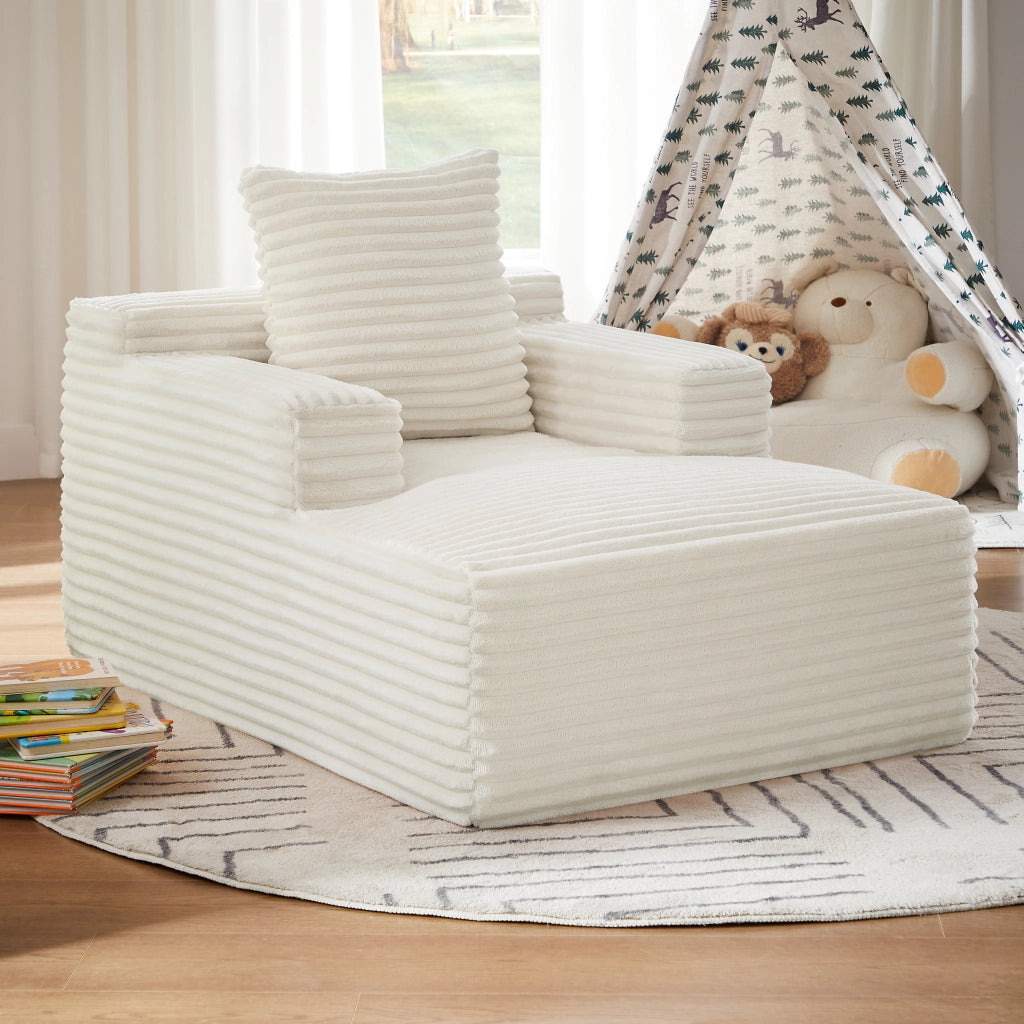 Chaise longue relax convertibile con funzione letto e senza montaggio in velluto a coste beige