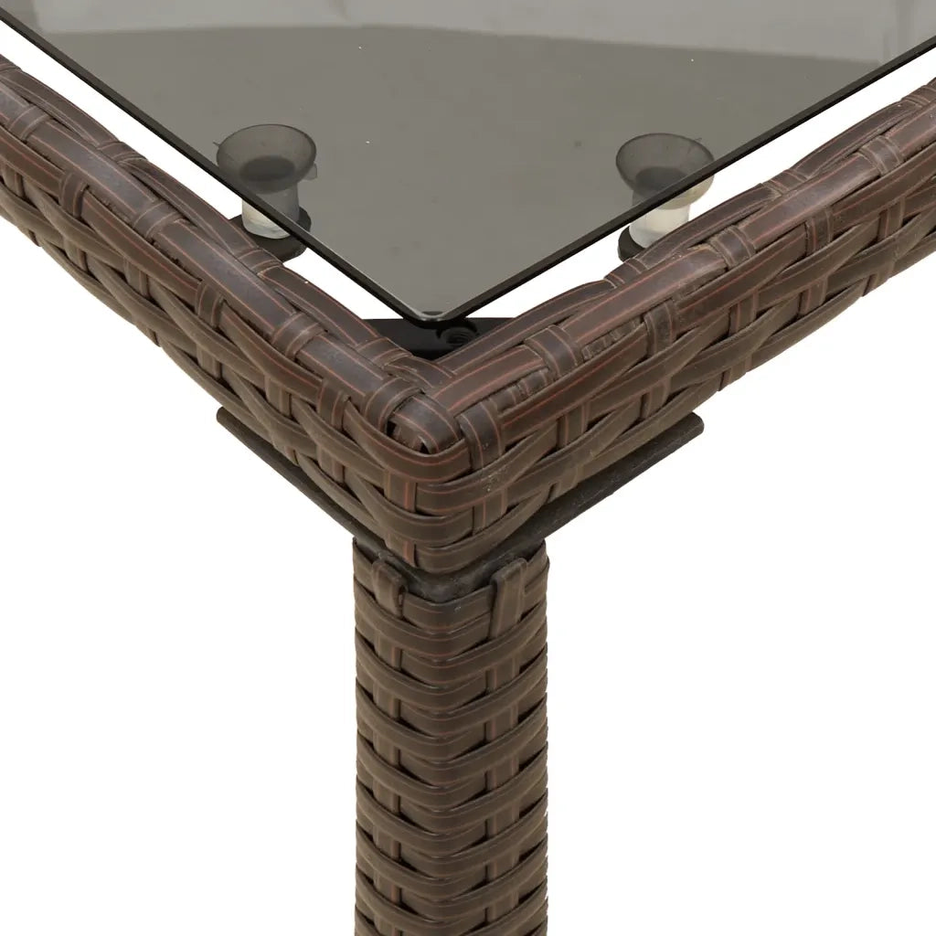 Tavolo Giardino con Piano Vetro Marrone 115x54x74 cm Polyrattan 365074