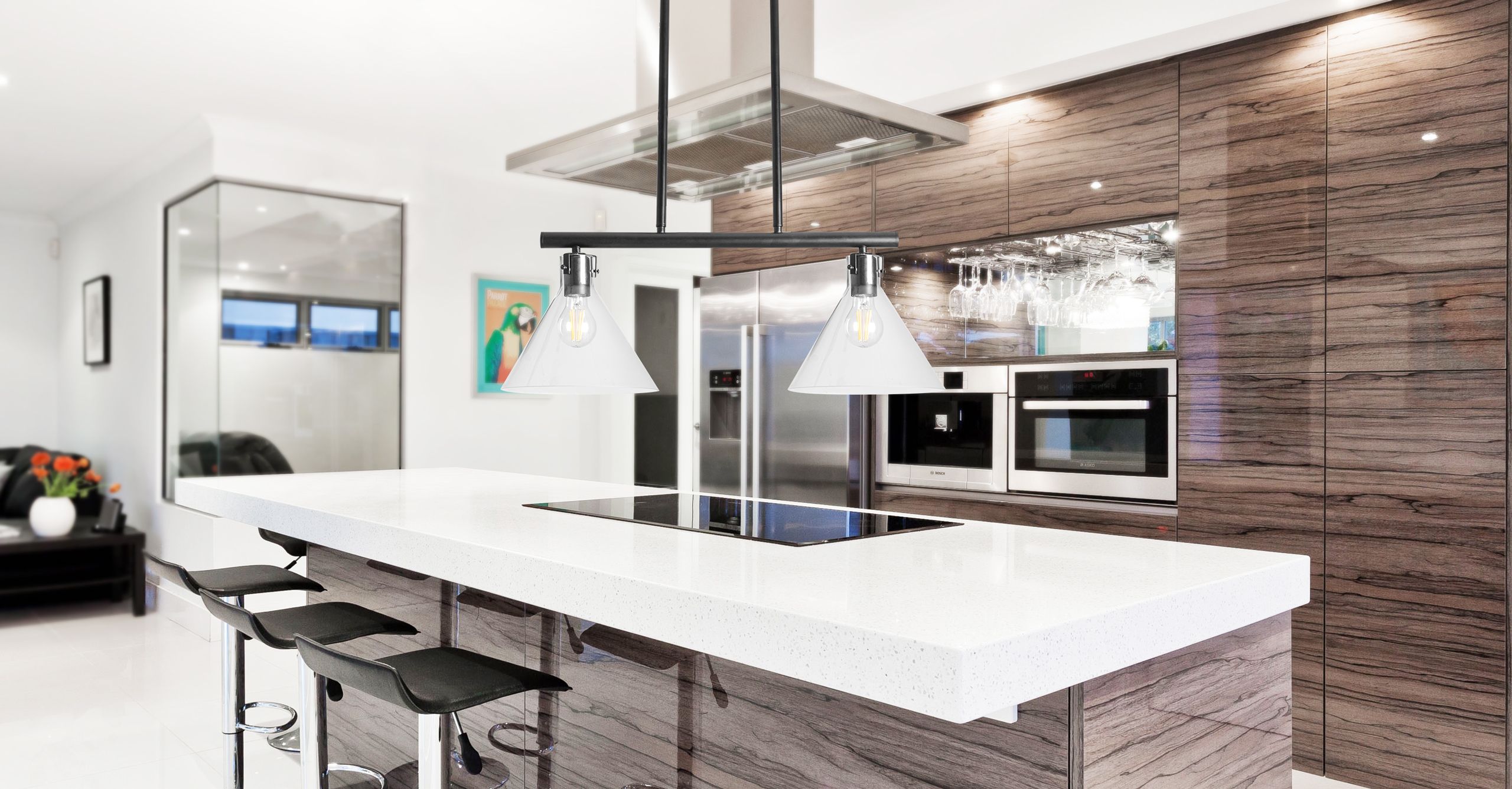 Lampada Da Soffitto Di Vetro Metallico APP317-2CP