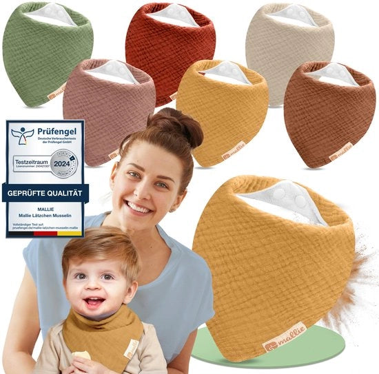 Set di 6 Bambaghiotte in Tessuto di Cotone Terry | Set di Bambaghiotte Super Soffici in Mousseline, Bandana o Bambaghiotta | Nuove Bambaghiotte a Tre Angoli | Bambaghiotte e Bandana per la Prevenzione del Kwijl