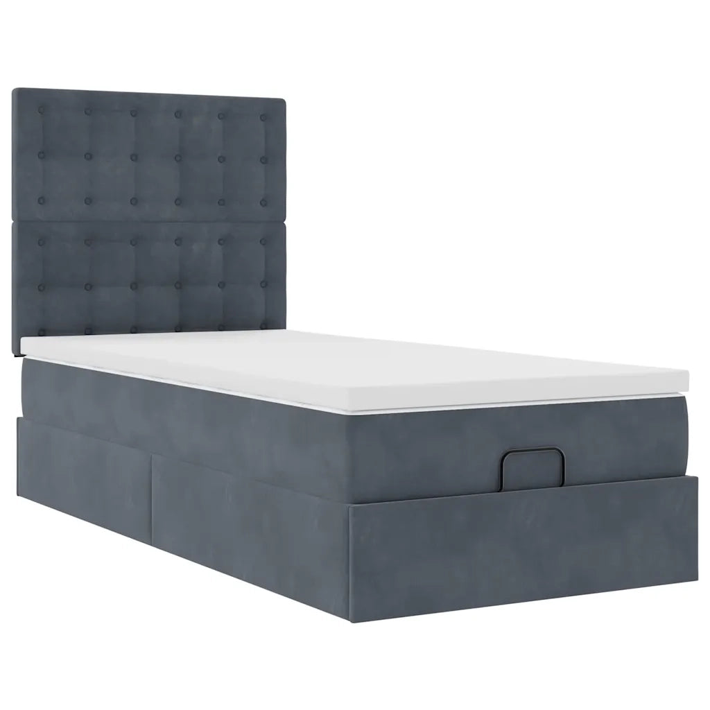 Struttura Letto Pouf con Materassi 90x200 cm in Velluto