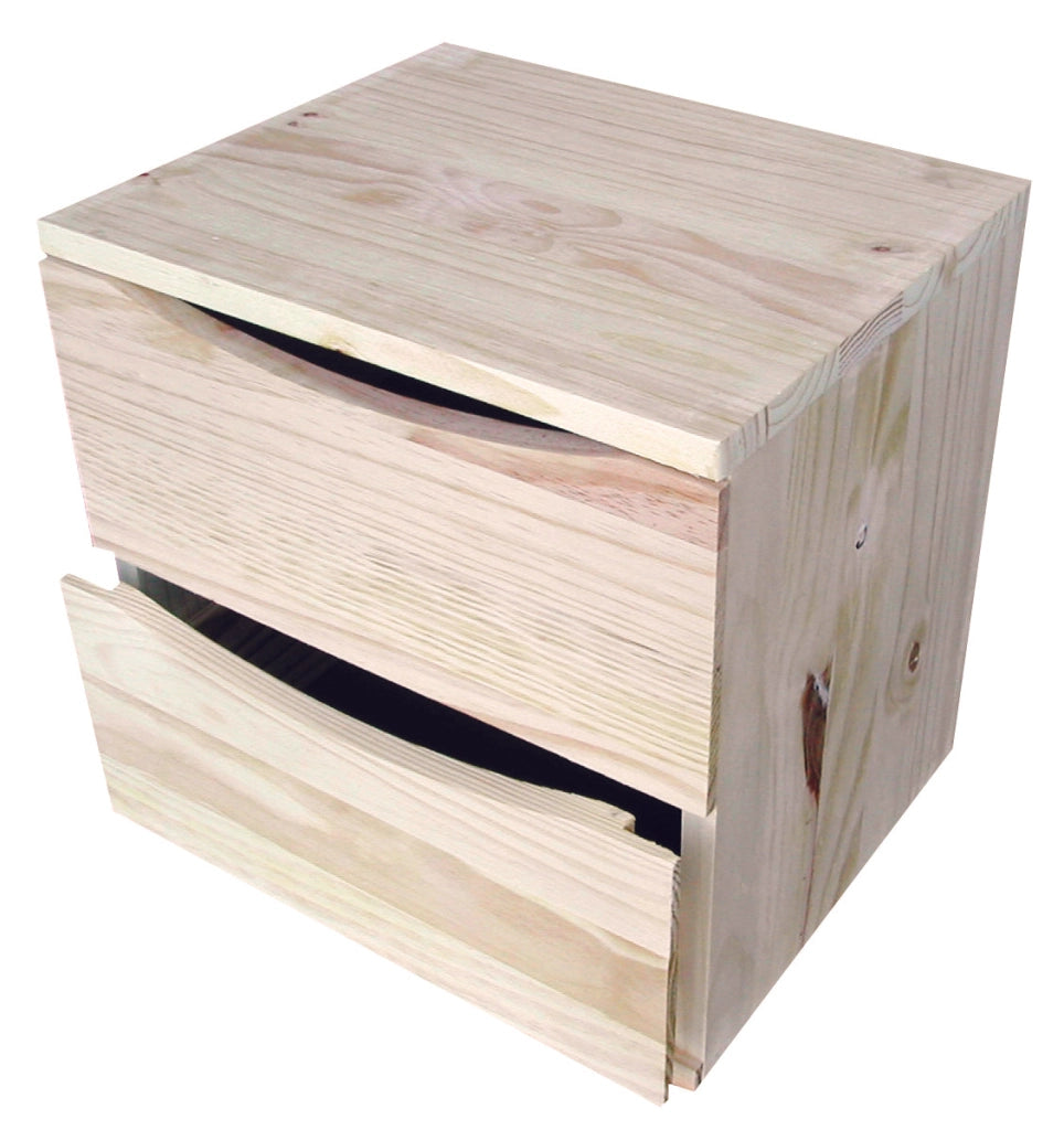 Cassettiera da Tavolo 2 cassetti 30x36x36 cm in Legno di Pino Naturale