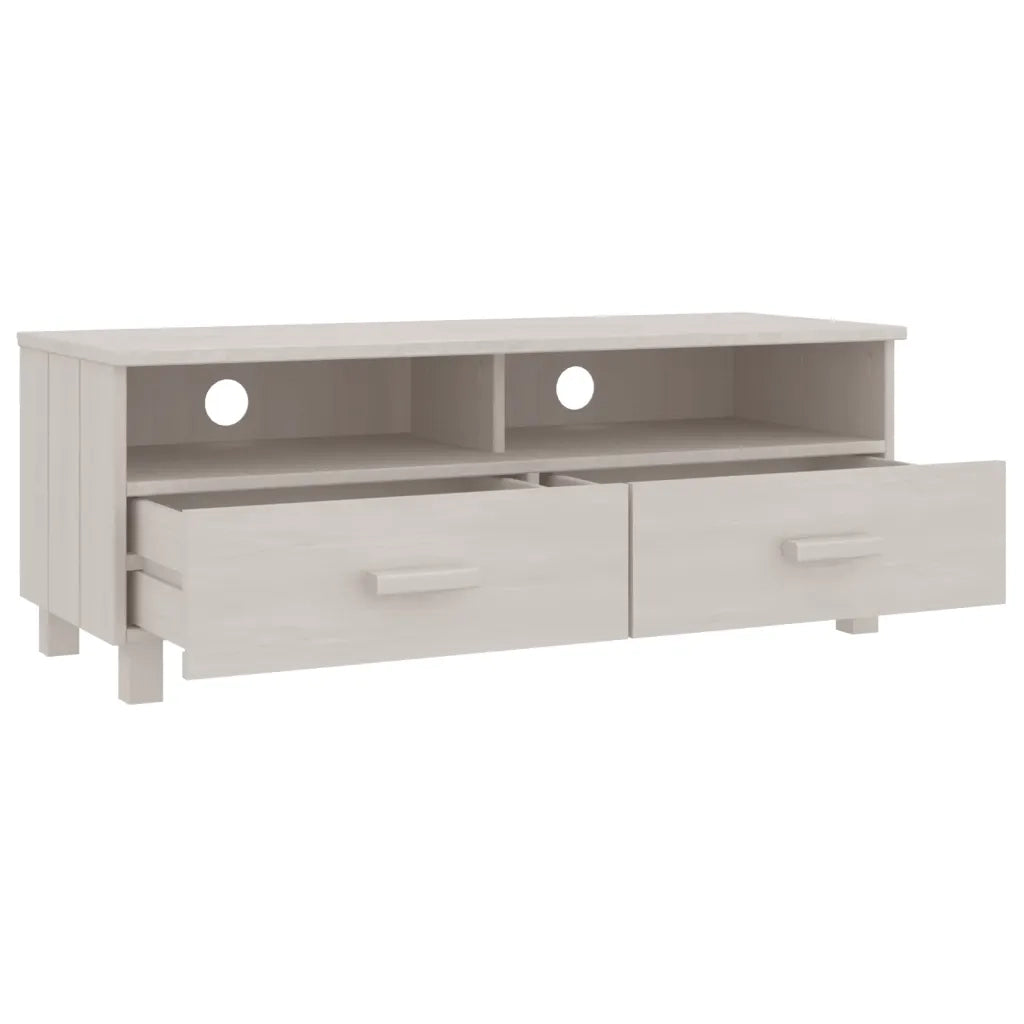 Mobile TV HAMAR Bianco 106x40x40 cm in Legno Massello di Pino 340469