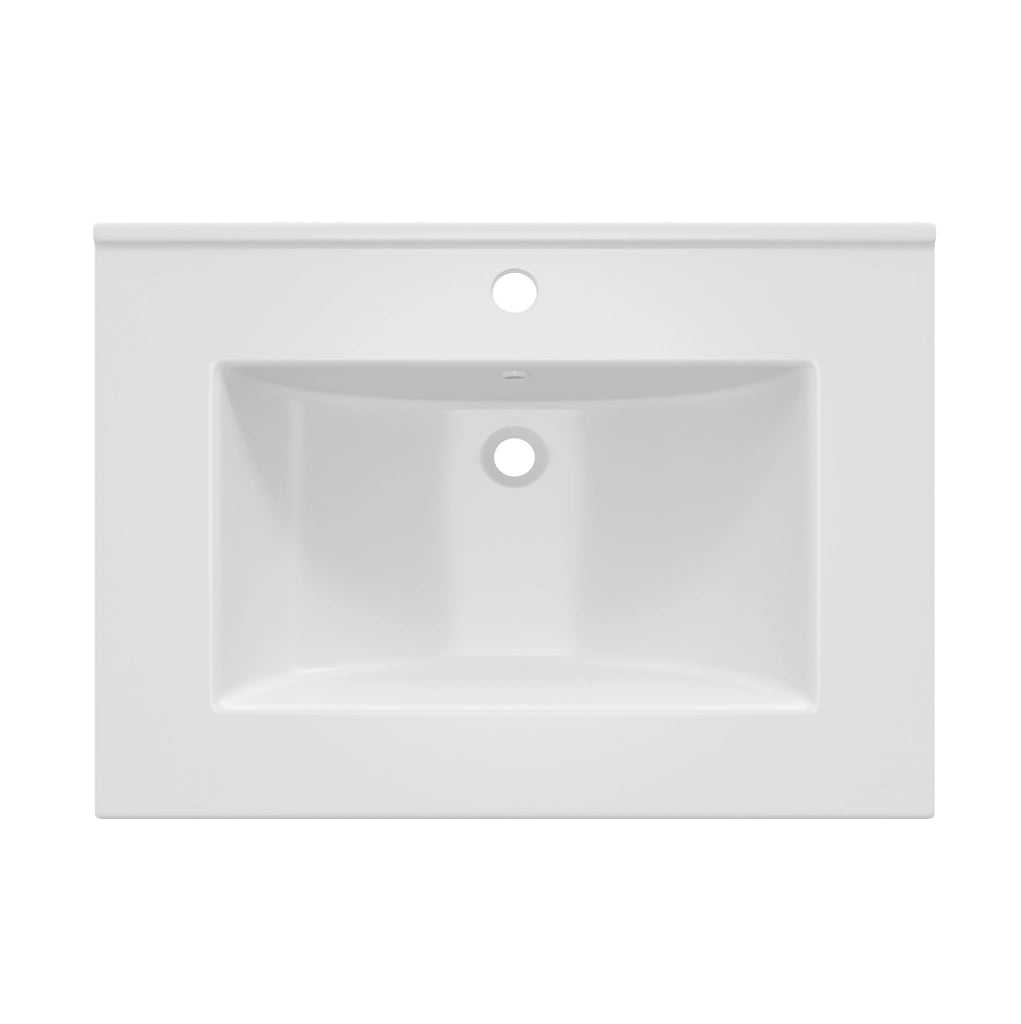 Mobile bagno freestanding 61 cm in MDF e ceramica; verde lucido; con lavabo e 2 cassetti