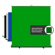 Fondale fotografico a rullo verde 210 x 220 cm, sfondo avvolgibile con supporto, sistema per studi fotografici, pannello ingualcibile ideale per chroma key