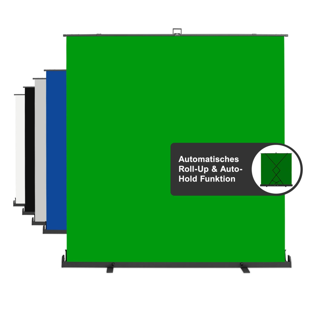 Fondale fotografico a rullo verde 210 x 220 cm, sfondo avvolgibile con supporto, sistema per studi fotografici, pannello ingualcibile ideale per chroma key