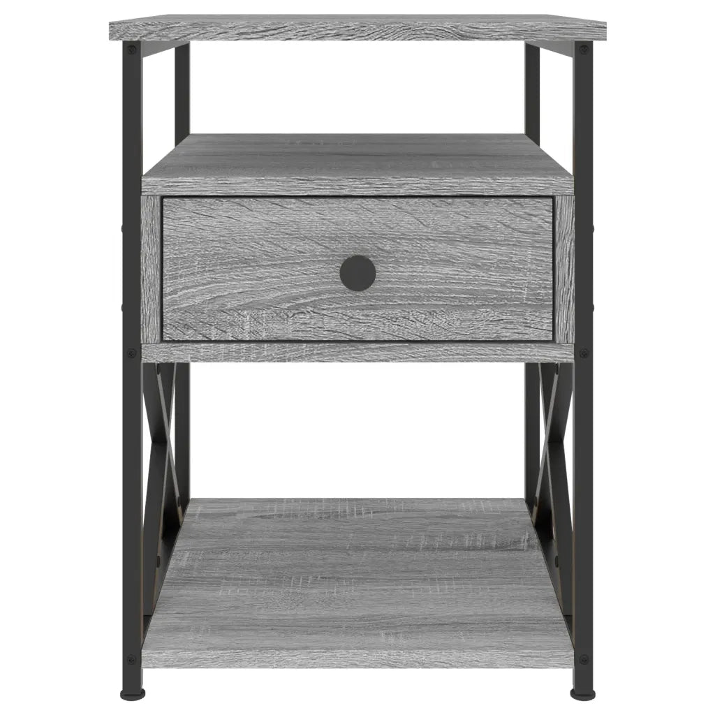 Comodini 2 pz-Set di 2 Tavolino da notte Grigio Sonoma 40x42x55 cm in Legno Multistrato