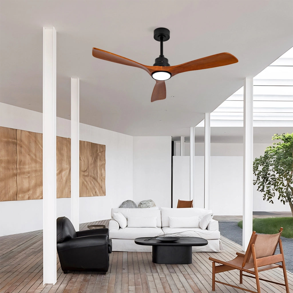 Nuovo ventilatore da soffitto 52 pollici con luce, 3 pale legno massello, 6 velocit¨¤, 3CCT dimmerabile, telecomando, design moderno