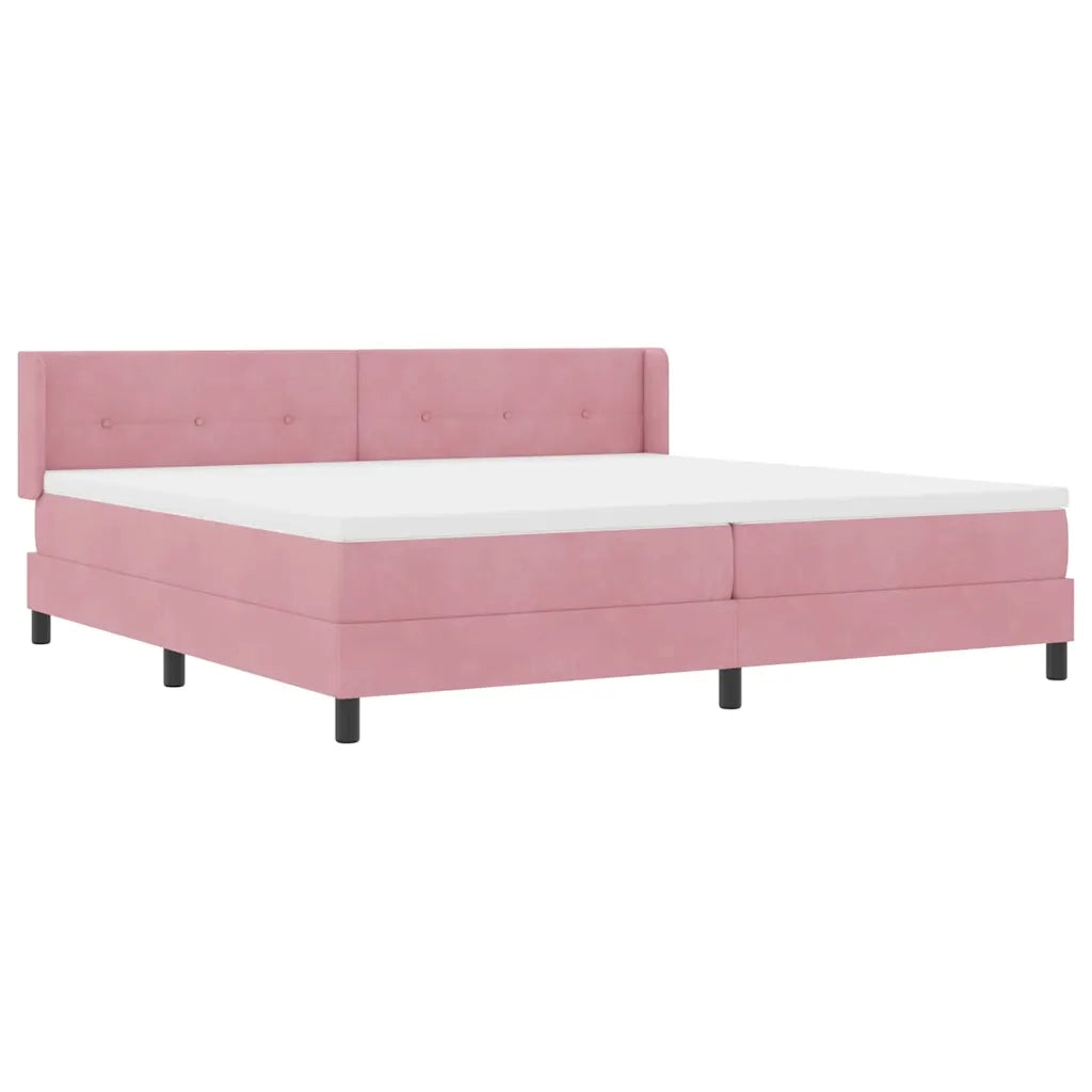 Letto a molle con materasso Rosa 200 x 200 cm Poliestere