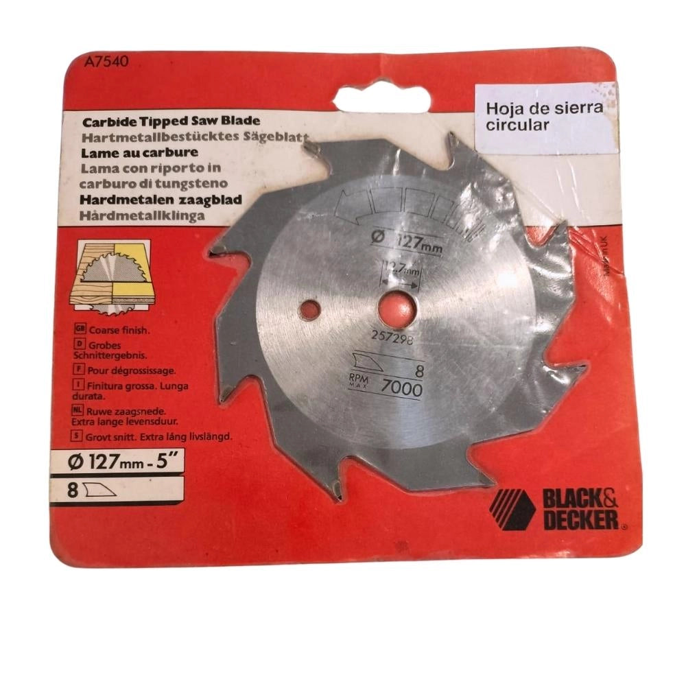 Lama disco 8 denti riporto carburo di tugsteno mm 127 foro 12,7 black decker