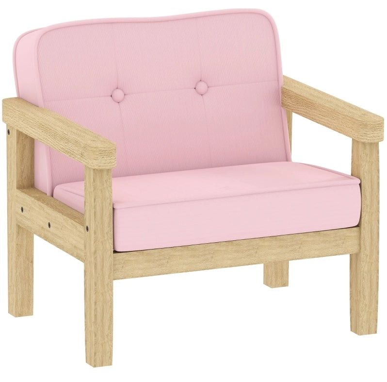 Poltroncina bambini rosa in legno effetto velluto a coste