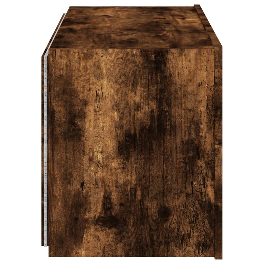 Mobile TV multimediale scaffale TV credenza mobile TV sala da pranzo soggiorno parete attrezzata per camera da letto con luci LED rovere affumicato 80 x 35 x 41 cm marrone 02_0027997