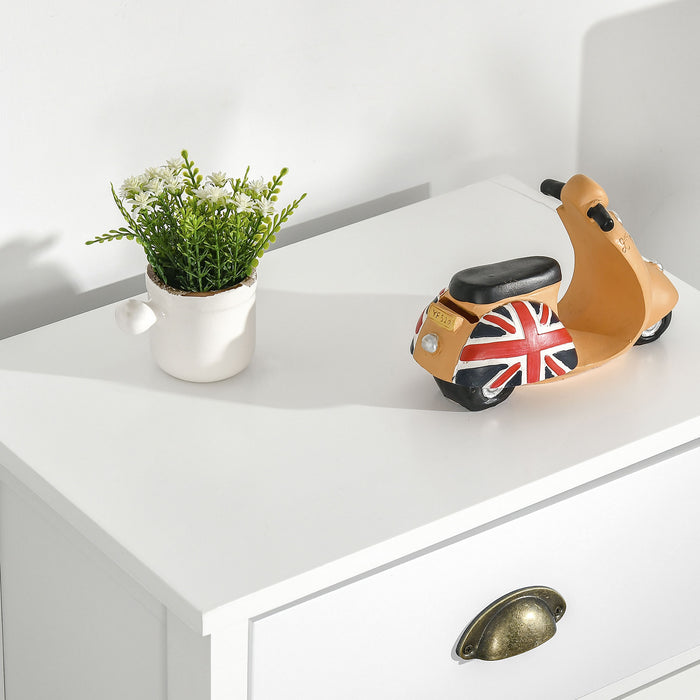 Mobile Cassettiera con 5 Cassetti Colorati Comò Alto e Salvaspazio in MDF Multicolore Blu