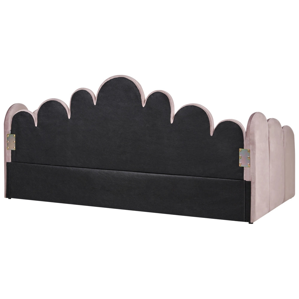 Letto singolo in velluto con contenitore 90 x 200 cm rete a doghe rosa pastello cameretta