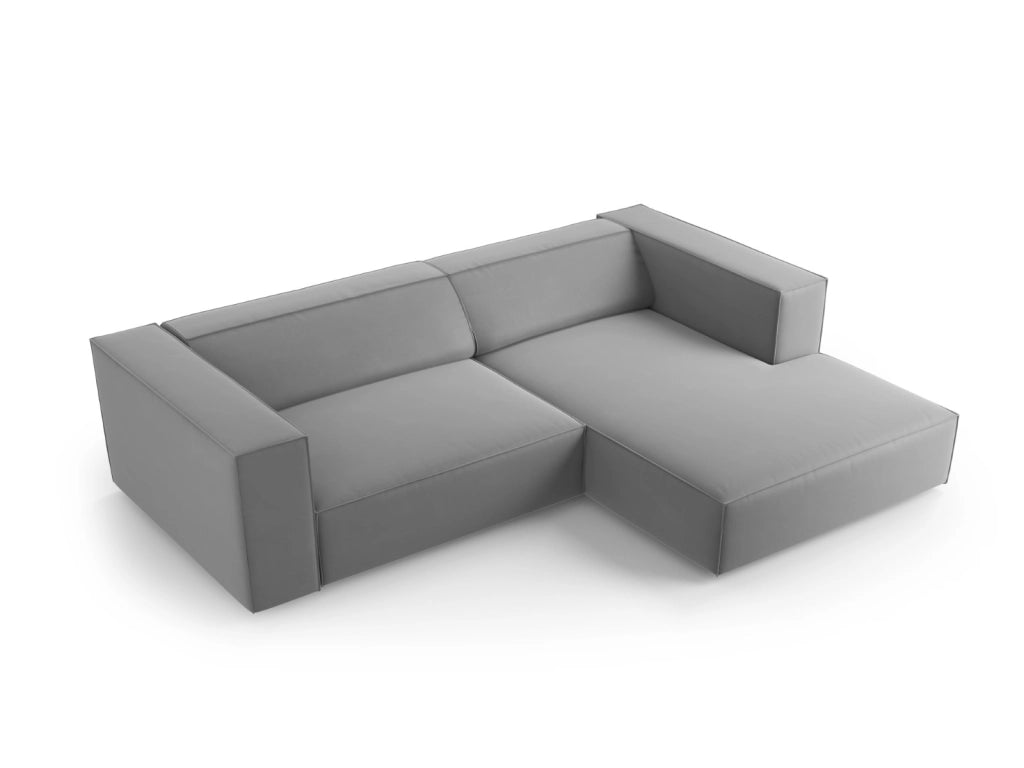 Cosmopolitan Design - Divano angolare destro "Arendal" 3 posti in velluto grigio chiaro 