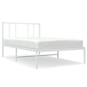 Letto singolo | Letto per adulti | Giroletto con Testiera Metallo Bianco 90x200 cm