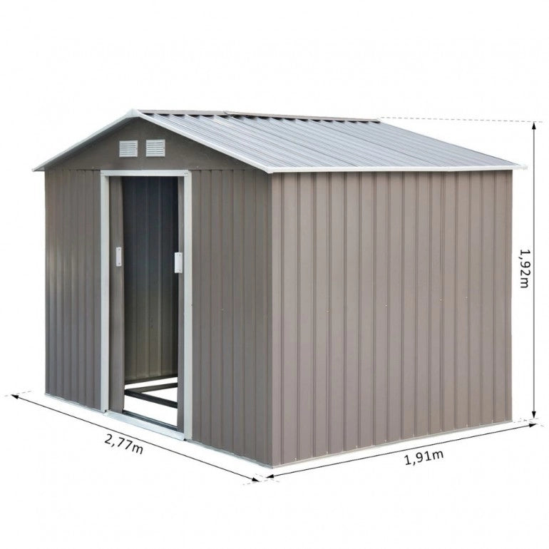 Casetta da Giardino in Metallo Ezooza 277 x 195 x 192 cm in Acciaio Verniciato di colore Grigio Chiaro