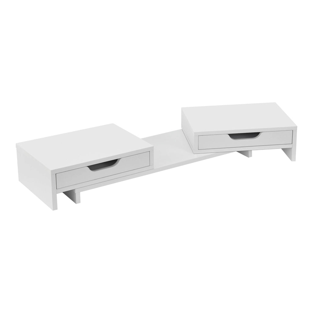 Supporto di Rialzo Monitor 'Marttila' Stand per 2 Schermi - Base con Cassetti - Bianco [en.casa]