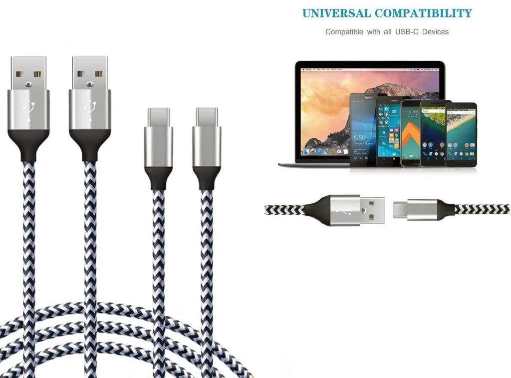 Cavo USB type-C 1Mt 2 Pezzi 3A Ricarica Rapida Nylon Intrecciato compatibile con gli smartphone tablet PC
