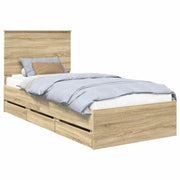 Letto singolo | Letto per adulti | Struttura del letto con cassetto Rovere Sonoma 100 x 200 cm