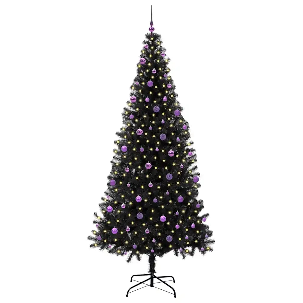 Albero di Natale con 300 LED con supporto Nero 240 cm PVC